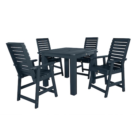 Highwood Usa Weatherly 5pc Square Counter Height Outdoor Furniture Dining Set AD-CNW44-FBE